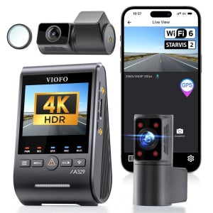 VIOFO A329S 3채널 4K 30FPS+2K 후방+2K 실내 HDR 블랙박스 (음성 제어, 5GHz WiFi, SSD 지원, 저전력 충격 감지 기능 탑재)