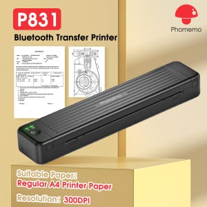 블루투스 휴대용 무선 프린터, P831 잉크리스 프린터, 휴대용 열전사 프린터, A4, A5, B5 지지대
