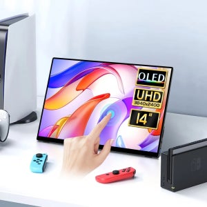 14 인치 휴대용 OLED 모니터 4K 터치 스크린 16:10 USB-C HDMI 호환 PS5 스위치 노트북 MacOS 용 외부 게임 모니터