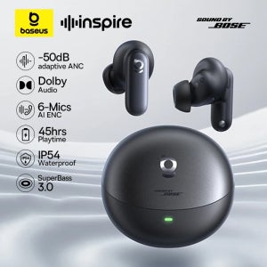 베이스어스 인스파이어 XP1 -50dB 어댑티브 ANC 무선 이어버드 블루투스 6.1 돌비 오디오 6 마이크 ENC 무선 이어폰 보스 사운드 탑재