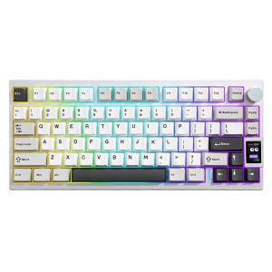 YUNZII AL80 실버 무선 기계식 키보드, 전체 알루미늄 CNC 맞춤형 QMK/VIA 게임용 키보드, LCD 디스플레이 핫 스왑 키보드