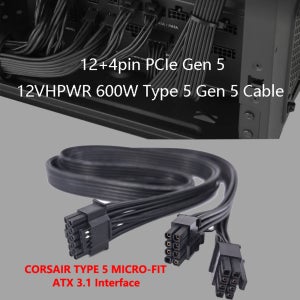 16WAG Corsair Micro Fit 전원 공급 장치 케이블 유형 5 ATX 3.1 PCIE 5.0 12VHPWR 전원 공급 장치 케이블 RTX5090 4090 케이블