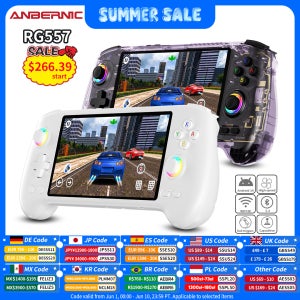 ANBERNIC RG557 휴대용 게임 콘솔 5.48인치 AMOLED 스크린 디멘시티 8300 안드로이드 14 고해상도 조이스틱 비디오 플레이어 RG 557