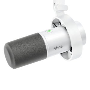 게인 노브/터치 음소거/헤드폰 잭이 있는 FIFINE 다이나믹 USB/XLR 마이크, PC 사운드 카드 스트리밍용 녹음 마이크-K688W 화이트