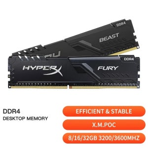 HypeX Memoria 데스크탑 RAM DDR4 64(32X2) 32 16 8GB 3600 3200MHz PC4-28800 25600 데스크탑 컴퓨터용 288Pin X.M.P 방