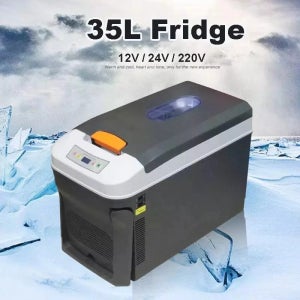 35L 미니 자동차 냉장고 냉온 겸용 휴대용 야외 캠핑 냉장고 음식 음료 쿨러 12V 24V 110V 220V