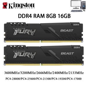 Kingston BEAST Memoria DDR4 데스크탑 RAM 32GB 16GB 8GB 3600 3200 2666 2400MHz 메모리 288핀 DDR4 DIMM 1.2V PC