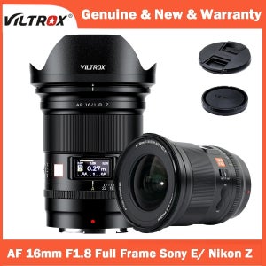 VILTROX 16mm F1.8 풀 프레임 대형 조리개 초광각 자동 초점 렌즈 LCD 스크린, 소니 a7, a7C, a7III, a7RIV, 니콘 Z Zfc용, 16mm F1.8