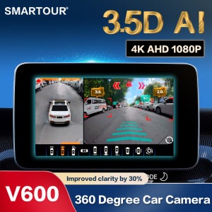 SMARTOUR 1080P AHD 360 도 SVM 서라운드 뷰 카메라 시스템, 버드아이 파노라마 4 방향 모니터링 DVR, 12V 차량용 다각도 카메라