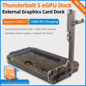 업그레이드된 TH5P4 썬더볼트 호환 5/4/3 EGPU 도크, 노트북용 USB3.1 100W PD 충전 및 그래픽 카드 확장 지원