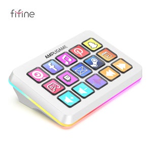 FIFINE D6 매크로 스트림 컨트롤러 OBS/Twitch/YouTube용 라이브 스트리밍용 15키 프로그래밍 가능 데크를 사용한 앱 트리거 액션
