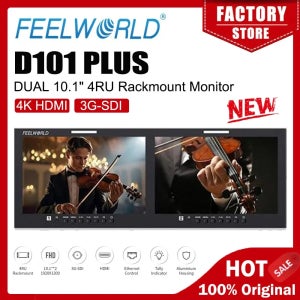 FEELWORLD D101 PLUS 듀얼 10.1인치 4RU 랙마운트 모니터 4K HDMI SDI 1920x1200IPS