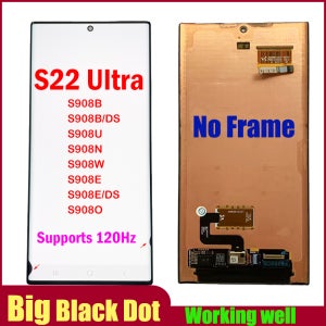 6.8’’삼성 S22 울트라 LCD 터치 스크린 디지타이저 S22Ultra 5G LCD S908 S908B S908U용 AMOLED 디스플레이(큰 검은색 점 결함 포함)