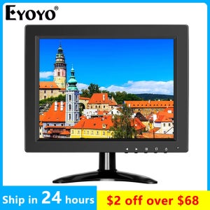 Eyoyo EM10O 10 인치 보안 CCTV 소형 모니터 HD 1024x768 4:3 IPS 스크린 (스피커 포함) PC 게임용 BNC/HDMI/VGA/AV 입력