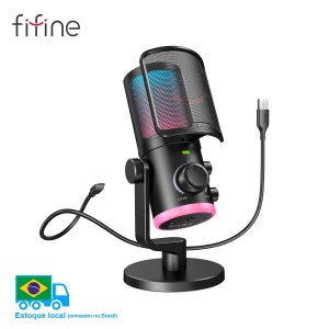 소음 제거/RGB/게인 및 밸런스 손잡이가 있는 FIFINE USB 게임용 마이크, 스트리밍 팟캐스팅용 콘덴서 마이크-Am6