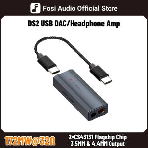 Fosi Audio DS2 미니 오디오 USB DAC 동글 헤드폰 앰프 DSD 디코더 앰프 지원 3.5MM 및 4.4MM 밸런스드 32bit/384kHz