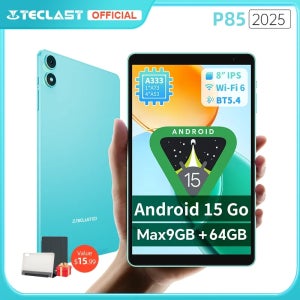 Teclast P85 태블릿 2025 안드로이드 15 8인치 IPS A333 5코어 9GB(3GB+6GB 확장) 램 64GB ROM Wi-Fi 6 타입-C 5000mAh 키즈 태블