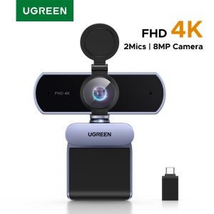 【RU】UGREEN 4K FHD 1080P 웹캠 8MP PC용, PDAF 자동 초점, 듀얼 AI 노이즈 캔슬링 마이크, 줌/팀/구글 미팅용 웹캠