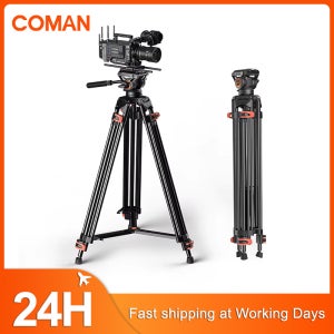 COMAN FF16LS 전문가용 삼각대 헤비듀티 360 플루이드 헤드 DSLR 카메라용 (캐논, 니콘 호환) 비디오 사진 촬영에 이상적