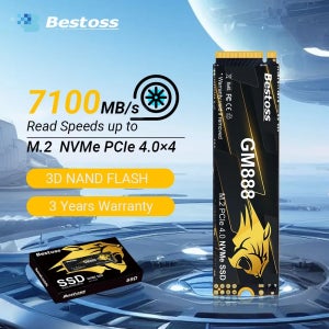 베스토스 M.2 NVMe SSD 솔리드 스테이트 드라이브 2280 Gen 4 PCIe 4.0x4 512GB 1TB 2TB 4TB 최대 7100MB/s 읽기 속도 PS5 노트북 데스