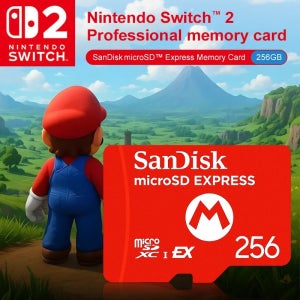 샌디스크 정품 256GB 마이크로SD 익스프레스 카드 (닌텐도 스위치2용) 전문가용 고속 메모리 마이크로SDXC I EX 카드 880MB/s 읽기 속도