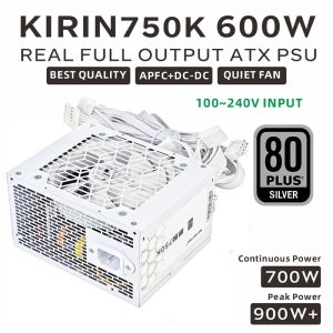 메탈피쉬 키린750K 화이트 ATX 파워 서플라이 600W 80PLUS 실버 PSU 게이밍 컴퓨터용 (100-240V)
