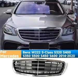 메르세데스-벤츠 W222 S클래스 S320 S400 S350 S500 S450 S600 2014-2020 프론트 범퍼 그릴 후드 튜닝 레이싱 그릴 ABS 그릴