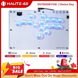 Haute42 조이스틱 아케이드 히트박스 컨트롤러 버튼 림 레버리스 아케이드 스틱 컨트롤러 PC/PS4/PS5/Steam용 파이트스틱 아케이드