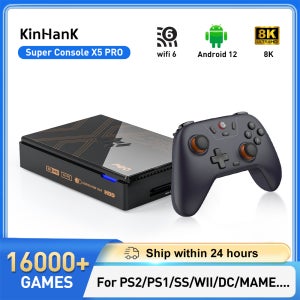킨한크 슈퍼 콘솔 X5 PRO 레트로 비디오 게임 콘솔 플러그 앤 플레이 320G/4T (PS2/WII/SS/DC/N64/MAME용 10000개 이상 게임 탑재)