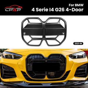 리얼 드라이 카본 파이버 자동차 프론트 그릴 키드니 범퍼 후드 그릴 BMW 4 시리즈 i4 G26 2021-IN 전기 세단 교체 부품