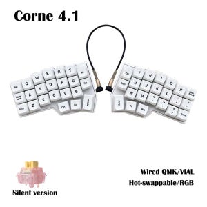 Corne V4.1 분할 인체 공학 핫 스왑 가능 MX 완전 조립 기계식 키보드 유선 남쪽 RGB VIAL Outemu Silent Version