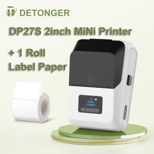 DETONGER DP27S 2인치 미니 열전사 프린터 무잉크 무선 연결 iOS 및 안드로이드 호환 가정 및 사무실용 케이블 스티커 프린터