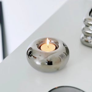 도자기 캔들 홀더 원형 은빛 촛대 홈 데스크탑 현대 단순 장식 DIY 사무용품 아로마 테라피 선물