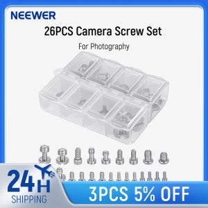 "NEEWER 26PCS 카메라 나사 세트(사진 장비용), 1/4"" 3/8"" M2 M2.5 M3 및 M4 나사 포함"