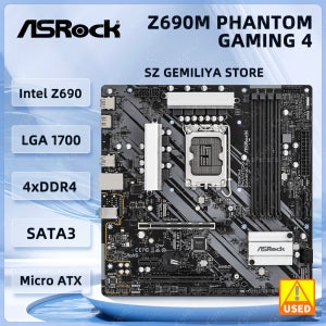 ASRock Z690M 팬텀 게이밍 4 메인보드 인텔 Z690 LGA1700 지원 14900F 14700 13400 13600KF 12400 CPU DDR4 128GB M.2 CP