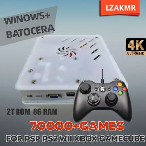 X8 레트로 게임 콘솔 업그레이드된 게임 경험 8G RAM 2TB 저장공간 70000+ 클래식 게임 Wii PS2 XBOX PSP NGC 호환