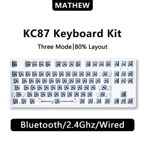 MATHEW KC87 3 가지 모드 기계식 키보드, 베어본 클래식 87 키, TKL 레이아웃, 핫 스왑 RGB 게이밍 키보드, DIY 키트