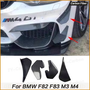 BMW F80 M3 F82 M4 2014-2019 스포일러 사이드 핀 플랩 장식 GT-4 스타일 FRP 용 실제 탄소 섬유 프론트 스플리터 범퍼 카나드