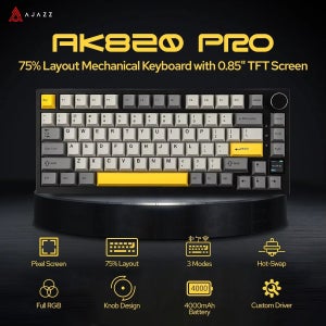 아자즈 AK820 프로 게이밍 기계식 키보드 75% 블루투스/무선 커스터마이징 게이머 키보드 TFT 컬러 스크린 노브 포함 PC용