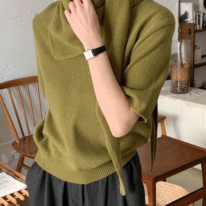 캐시V넥반팔니트+머플러 SET (wool50%)