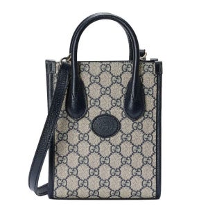 구찌 인터로킹 G 미니 토트백 블루 671623 K9GSN 4075 GG 수프림 토트 숄더백 베이지