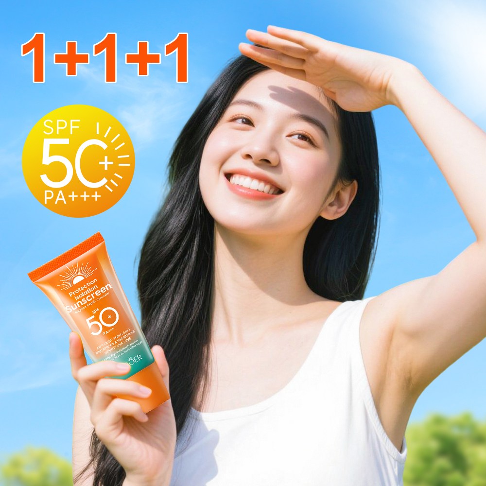 사도에르 <b>듀얼</b> 케어 멀티 <b>프로텍션</b> 선크림 SPF50+ PA+++ 민감성 피부 가능 워터프루프 톤업 가벼운 발림성 여성용 남성용 선크림 1개 50g  3개