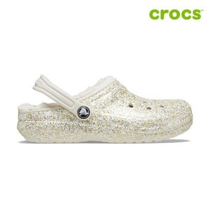 크록스 [하프클럽]클래식 라인드 글리터 클로그 키즈 아동 털샌들 207462-160