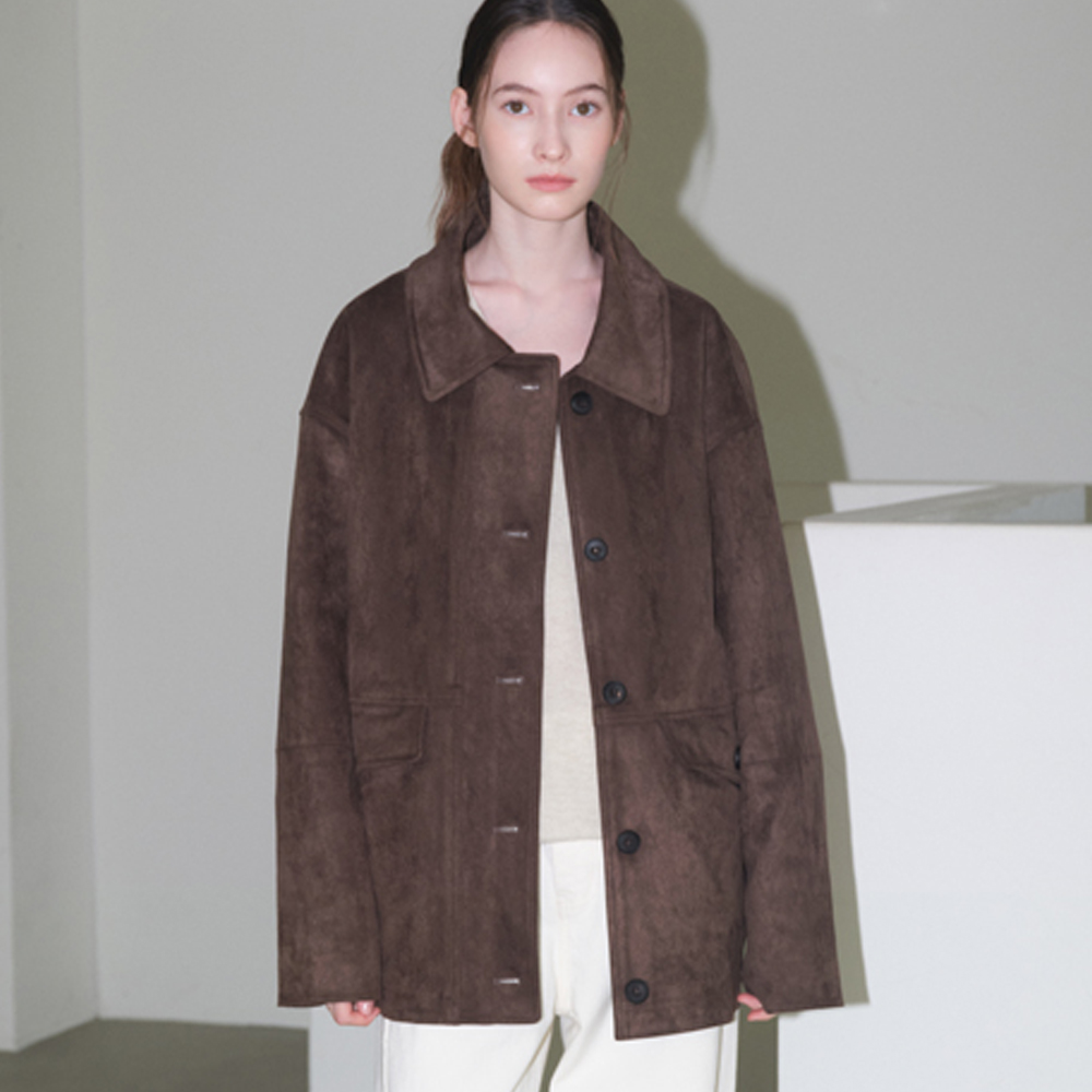 [토르테] Vegan Suede Half Coat Deep brown