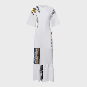 [마린 세르] (W) 업사이클드 셔링 티셔츠 화이트 UPCYCLED SHIRRED T-SHIRTS LONG FITTED DRESS
