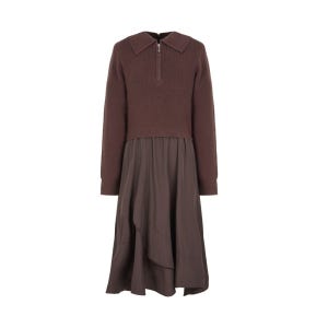 샤트렌 니트 스커트 일체형 집업 플레어 원피스_HCDWOP202