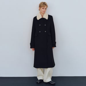 [르누이] Coco Double Button Wool Coat (Black)