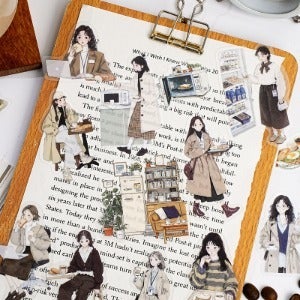 워커홀릭 시리즈 직장 생활 테마 PET 인물 스티커 15장 6종