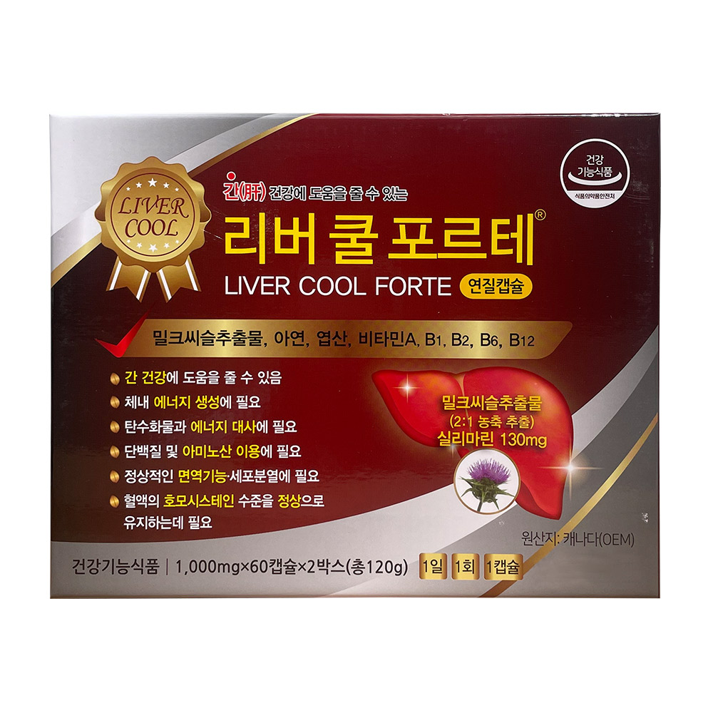 (주)<b>피디에이치아이엔씨</b> 리버 쿨 포르테 1000mg x 60캡슐 x 2박스