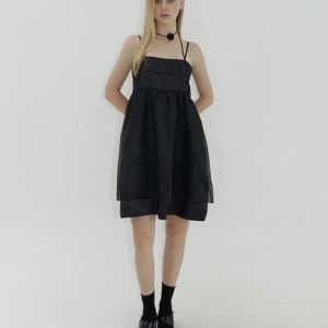 [카인더베이비] satin oganza layered dress